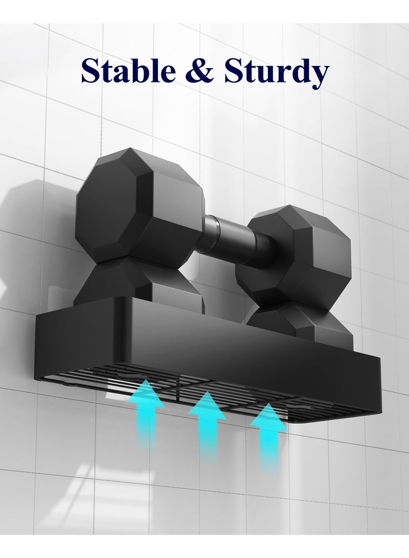 2 PCS Metal No-Drill Bathroom Wall Mounted Shelf Shower Toiletries Organizer Holder With Strong Adhesive Multi-Purpose Kitchen Storage Rust-Proof Material Easy Installation , Shower Caddy, Black - Image 4